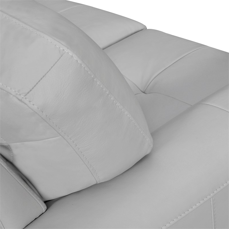 Armen Living Bergen Square Arm Modern Leather Sofa in Dove Gray
