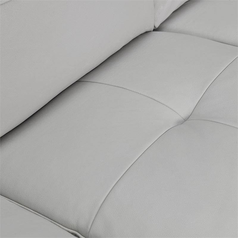 Armen Living Bergen Square Arm Modern Leather Sofa in Dove Gray