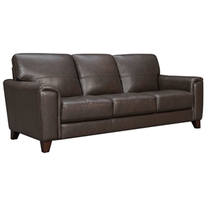 Armen Living Bergen Modern Leather Square Arm Sofa in Espresso