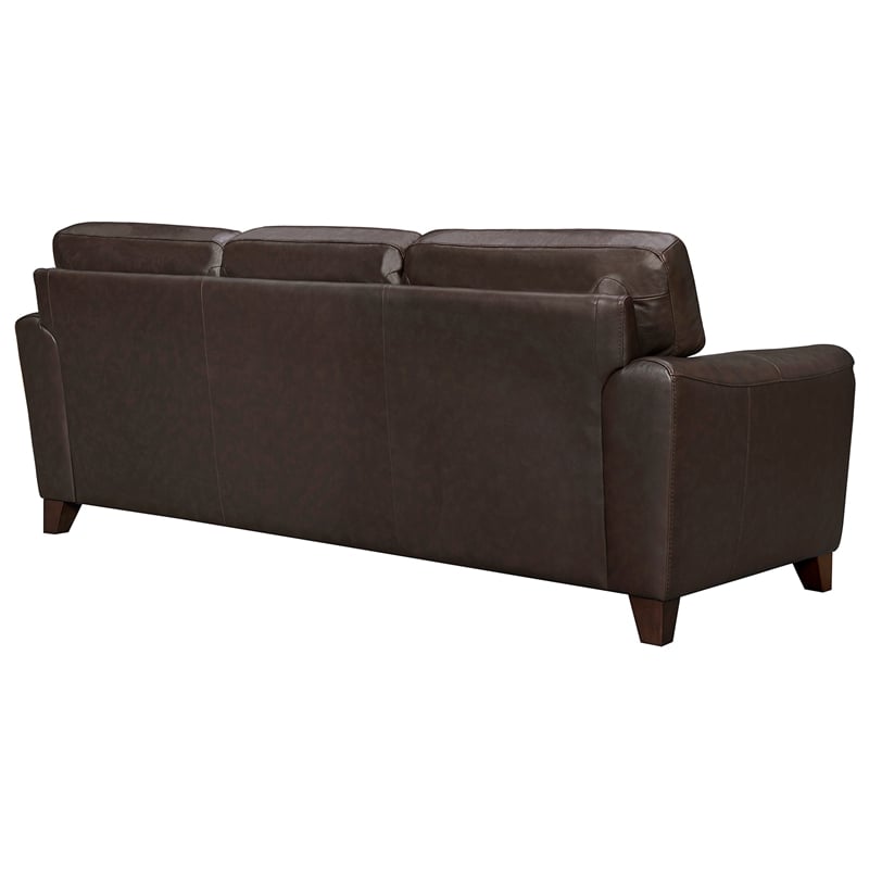 Armen Living Bergen Modern Leather Square Arm Sofa in Espresso