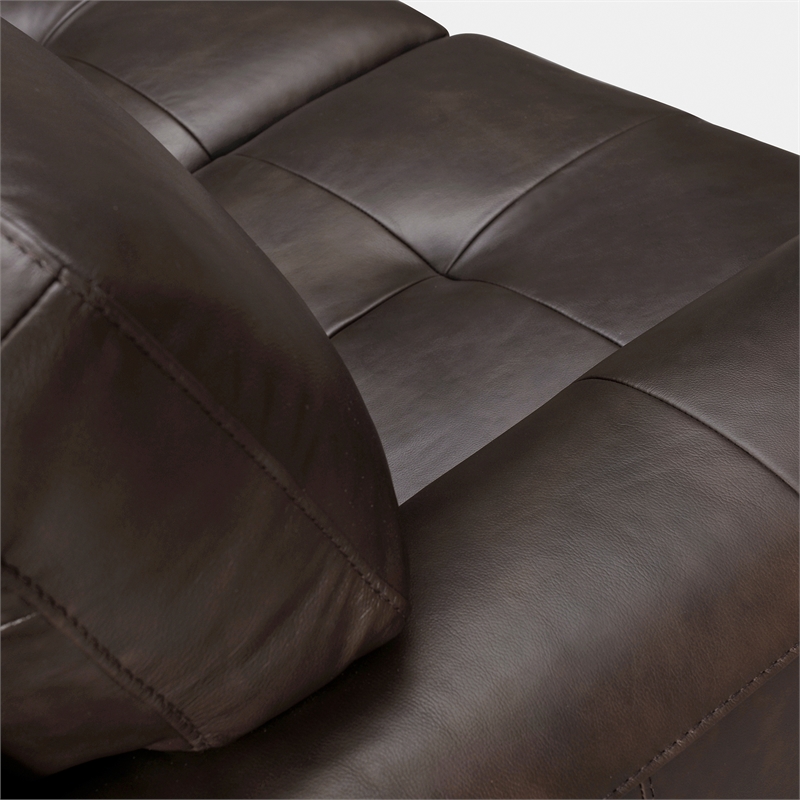 Armen Living Bergen Modern Leather Square Arm Sofa in Espresso