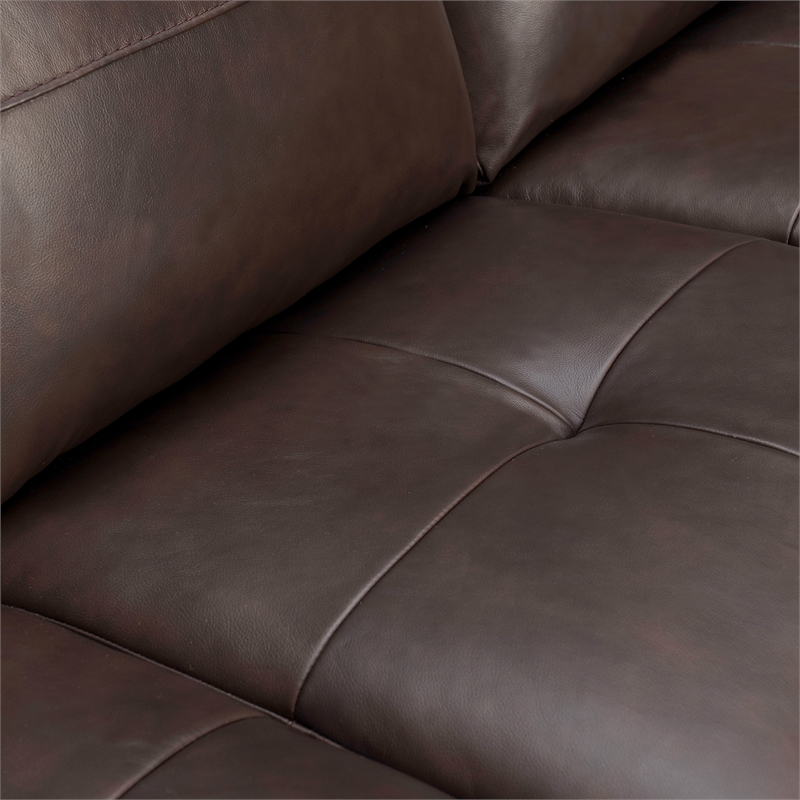 Armen Living Bergen Modern Leather Square Arm Sofa in Espresso