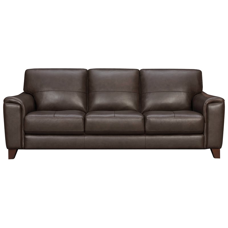Armen Living Bergen Modern Leather Square Arm Sofa in Espresso