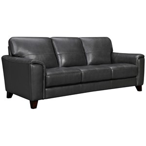 Armen Living Bergen Modern Leather Square Arm Sofa in Pewter