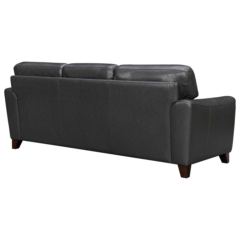 Armen Living Bergen Modern Leather Square Arm Sofa in Pewter