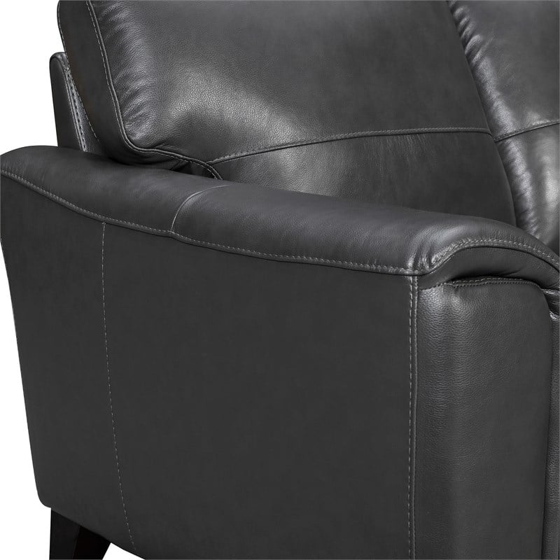 Armen Living Bergen Modern Leather Square Arm Sofa in Pewter