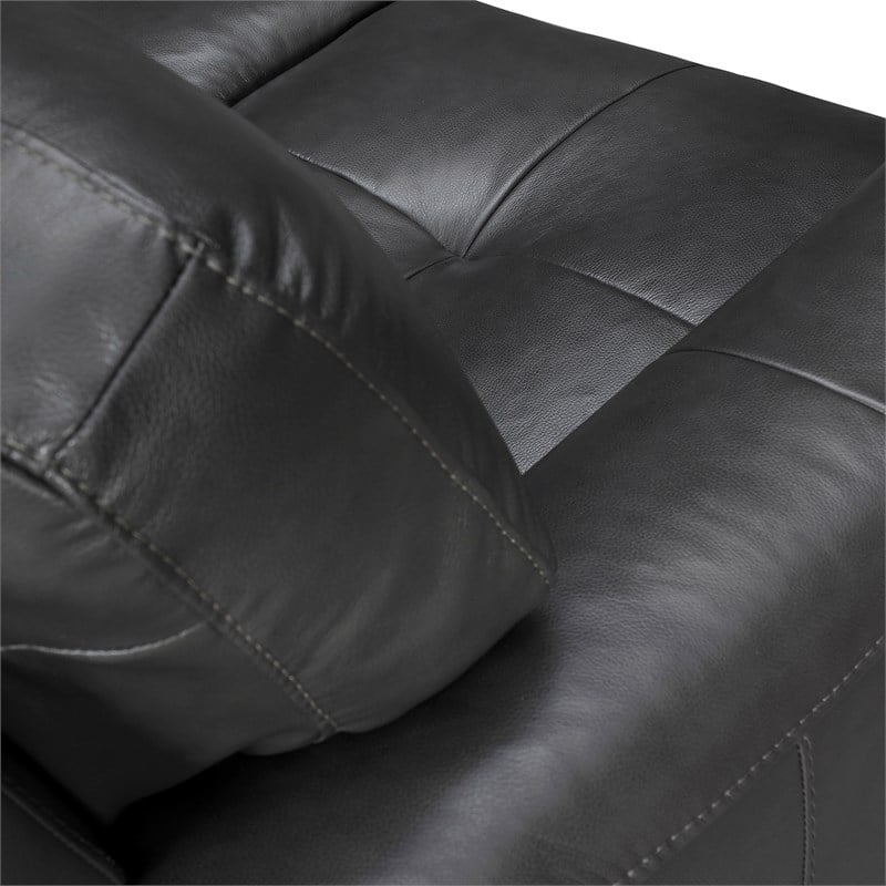 Armen Living Bergen Modern Leather Square Arm Sofa in Pewter
