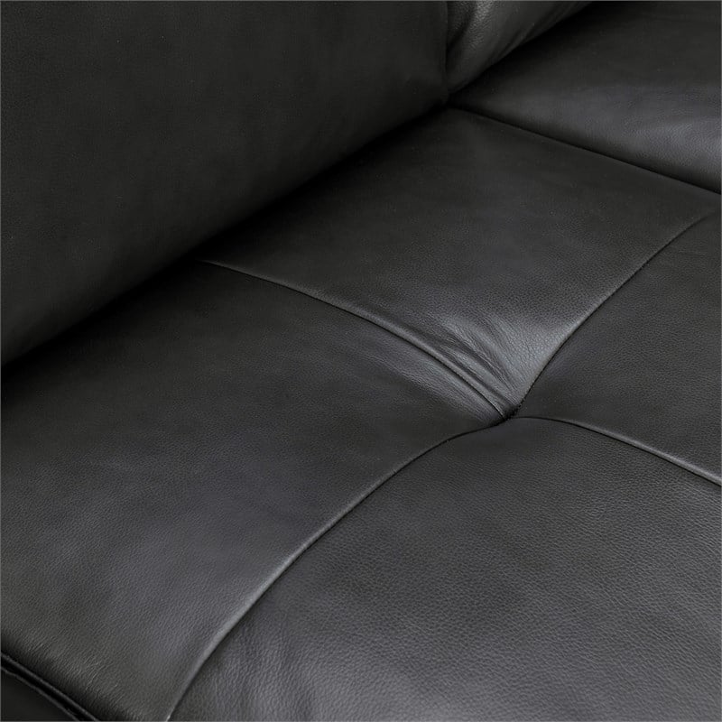 Armen Living Bergen Modern Leather Square Arm Sofa in Pewter