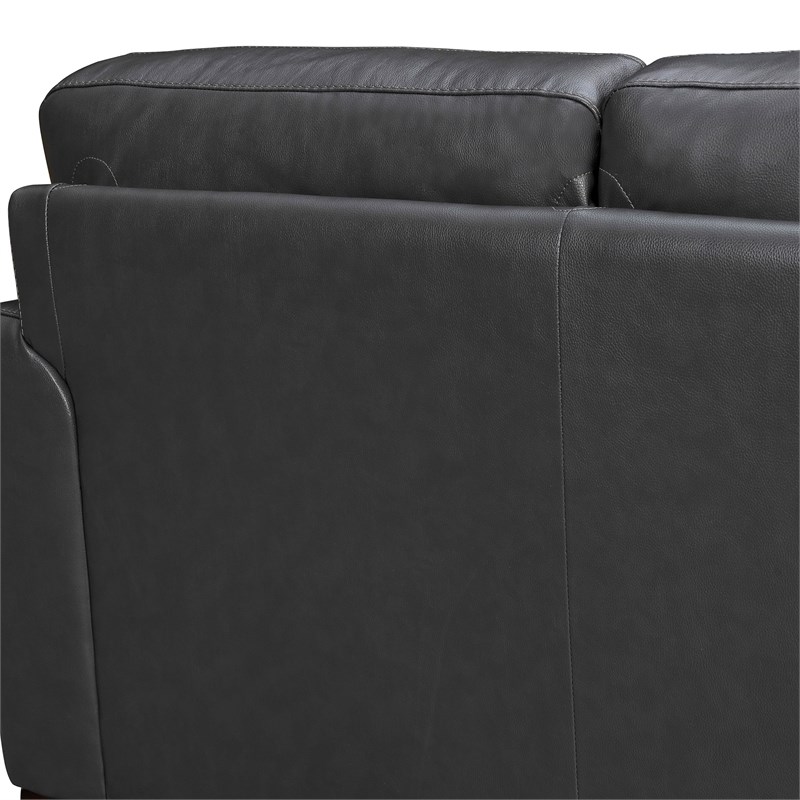 Armen Living Bergen Modern Leather Square Arm Sofa in Pewter