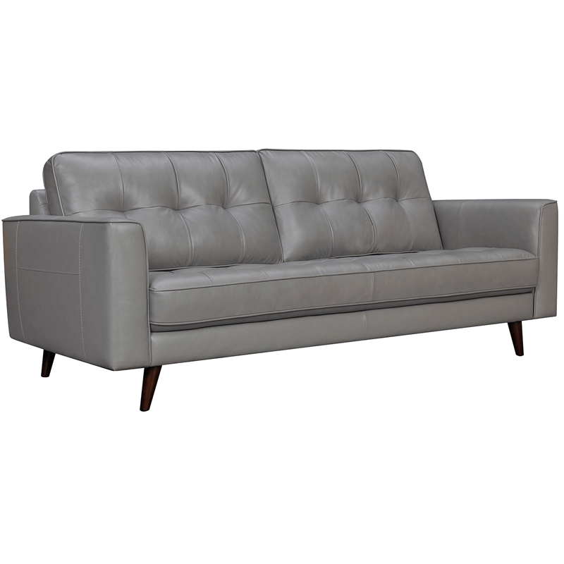 Gray Leather Mid Century Modern Sofa | Baci Living Room
