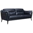 Armen Living Franz Modern Genuine Leather Sofa in Blue Midnight