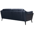 Armen Living Franz Modern Genuine Leather Sofa in Blue Midnight
