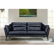 Armen Living Franz Modern Genuine Leather Sofa in Blue Midnight