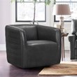 Armen Living Melanie Upholstered Modern Leather Barrel Chair in Pewter