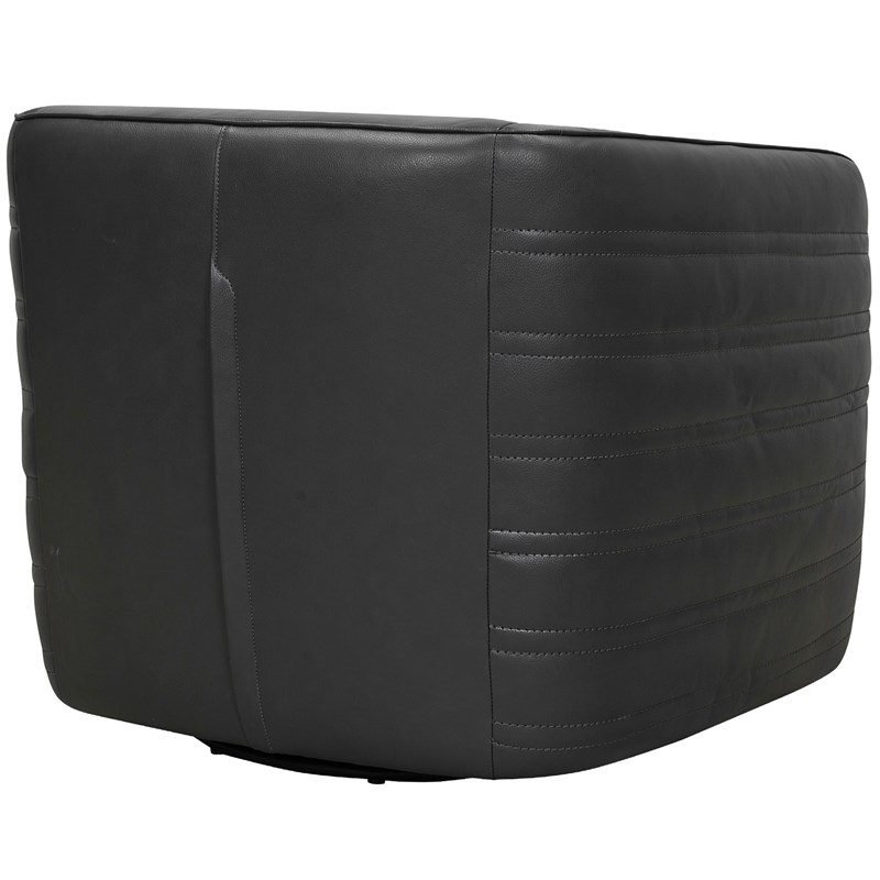 Armen Living Melanie Upholstered Modern Leather Barrel Chair in Pewter