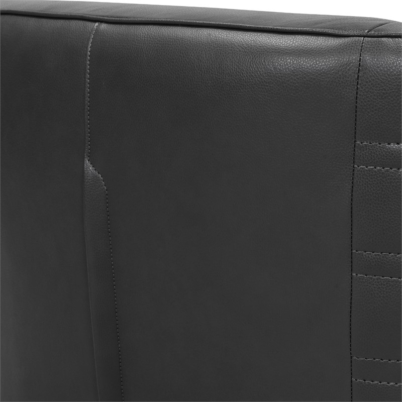 Armen Living Melanie Upholstered Modern Leather Barrel Chair in Pewter