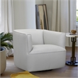 Armen Living Whitney Modern Leather Swivel Barrel Chair in Gray