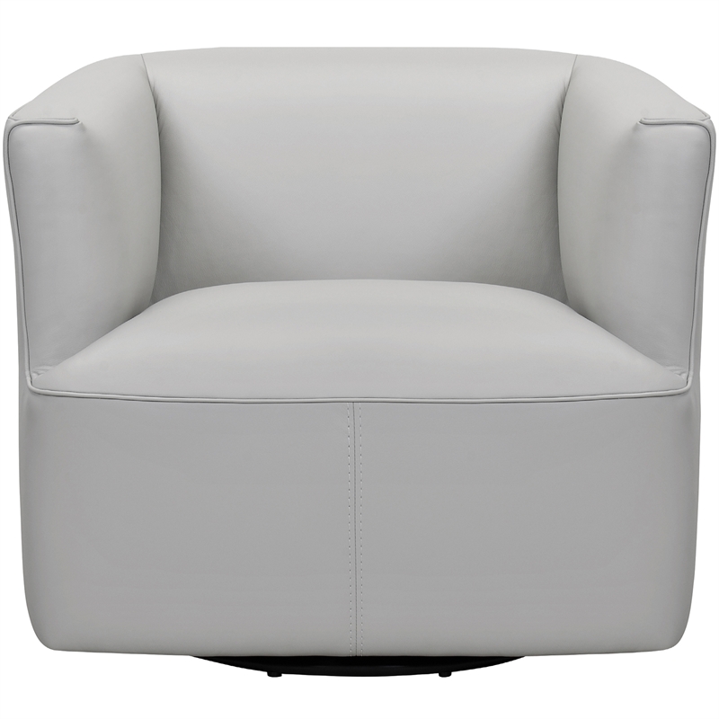 Armen Living Whitney Modern Leather Swivel Barrel Chair in Gray