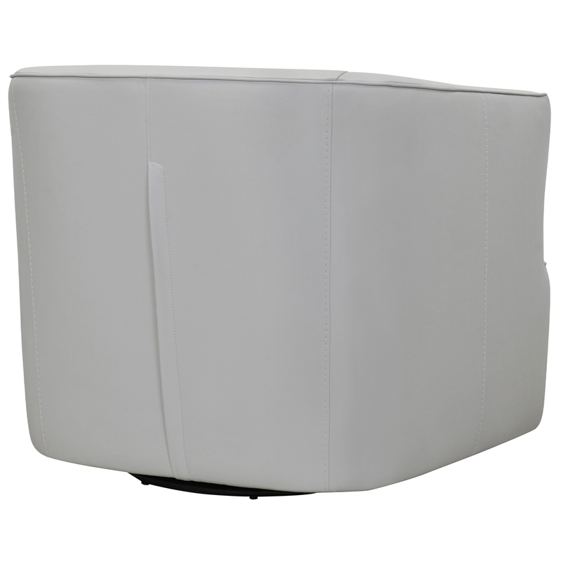 Armen Living Whitney Modern Leather Swivel Barrel Chair in Gray