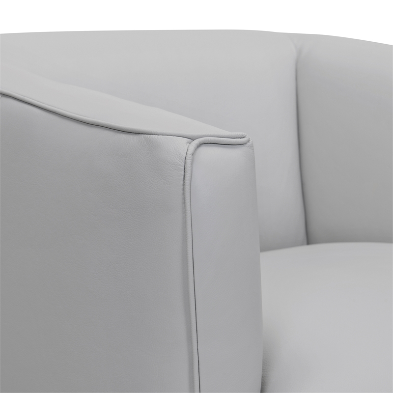 Armen Living Whitney Modern Leather Swivel Barrel Chair in Gray