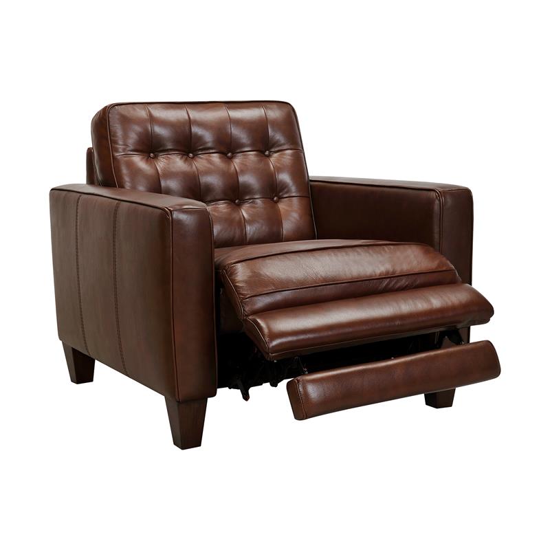 Wesley Leather Power Reclining Tuxedo Arm Accent Chair - LCWE1CHE