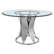 Armen Living Petal Round Stainless Steel/Glass Dining Table in Chrome/Clear