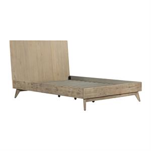 armen living baly mid-century wooden panel platform bed in gray sandblast