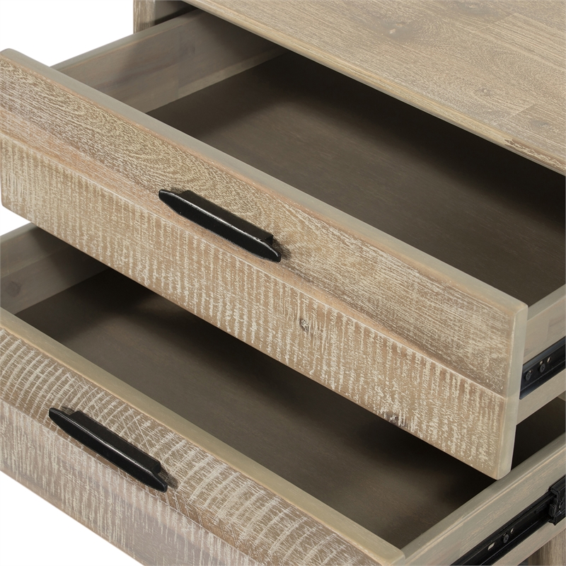 Armen Living Baly 2-Drawer Modern Wood Nightstand in Sandblast Gray