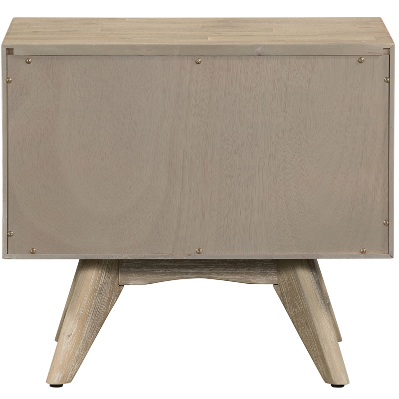Armen Living Baly 2-Drawer Modern Wood Nightstand in Sandblast Gray
