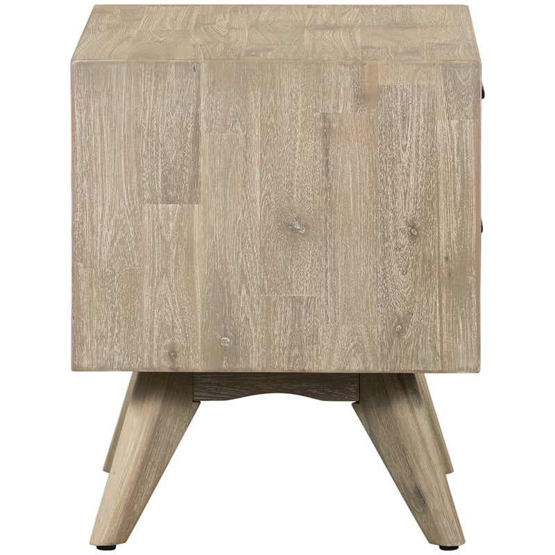 Armen Living Baly 2-Drawer Modern Wood Nightstand in Sandblast Gray