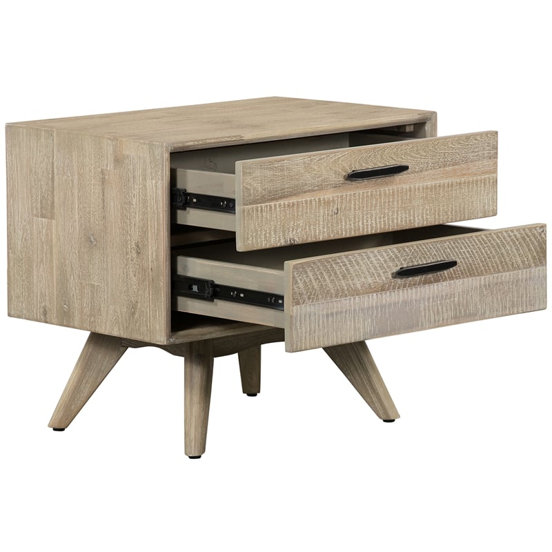 Armen Living Baly 2-Drawer Modern Wood Nightstand in Sandblast Gray