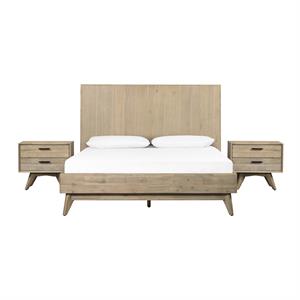 Armen Living Baly 3-Piece Wood Queen Platform Bedroom Set in Gray Sandblast