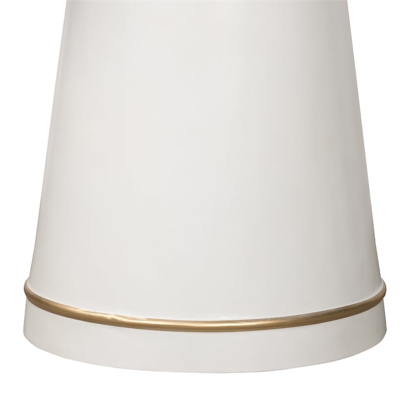 Armen Living Pinni Round Contemporary Stone Dining Table in White/Bronze