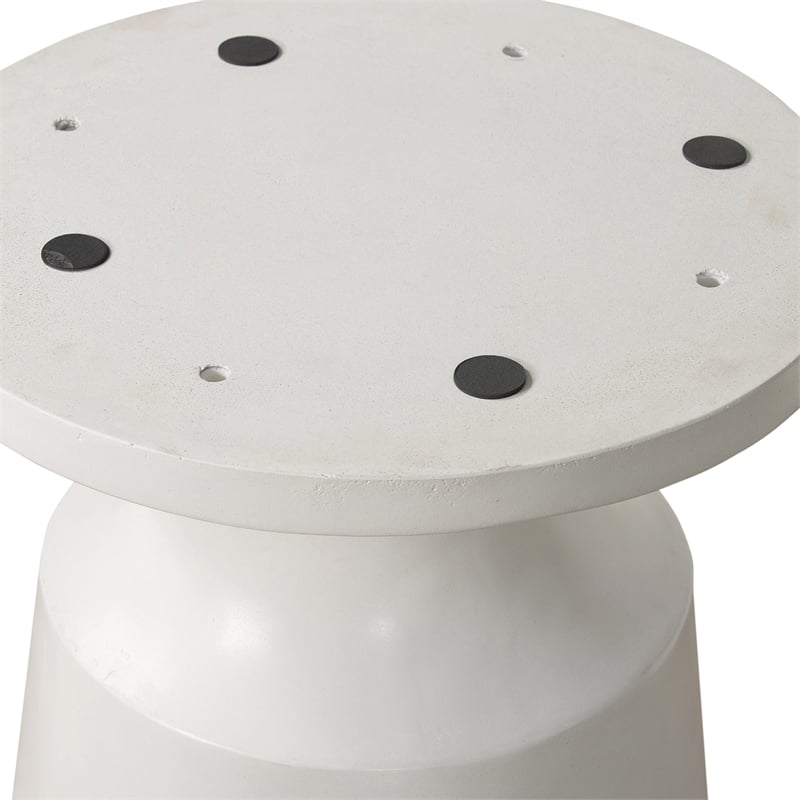Armen Living Pinni Round Contemporary Stone Dining Table in White/Bronze