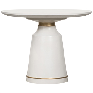 Armen Living Pinni Round Contemporary Stone Dining Table in White/Bronze