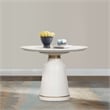 Armen Living Pinni Round Contemporary Stone Dining Table in White/Bronze