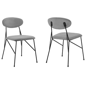 alice gray velvet and metal dining room chairs - set of 2