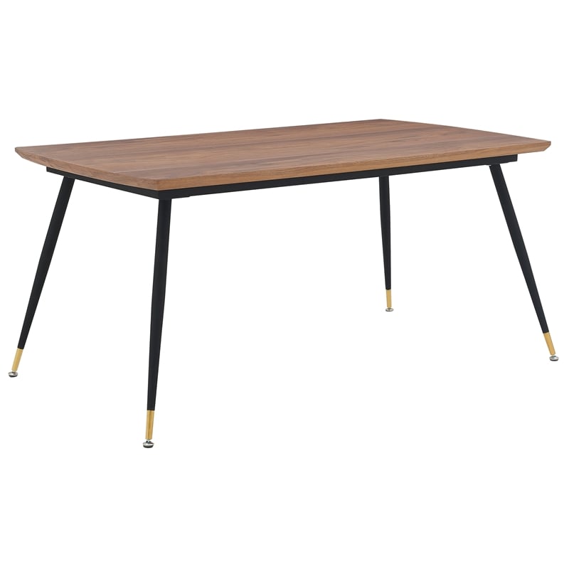 Armen Living Messina Contemporary Wood & Metal Dining Table in Walnut/Black