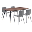Armen Living Messina and Gillian 5-Piece Fabric Dining Set in Gray/Walnut