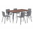 Armen Living Messina and Gillian 7-Piece Fabric Dining Set in Gray/Walnut