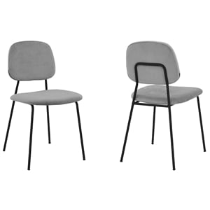 Armen Living Lucy Modern Velvet & Metal Dining Chair in Gray (Set of 2)