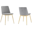 Armen Living Messina Velvet/Metal Dining Room Chairs in Gray/Gold (Set of 2)
