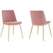 Armen Living Messina Modern Velvet & Metal Dining Chair in Pink/Gold (Set of 2)