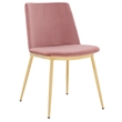 Armen Living Messina Modern Velvet & Metal Dining Chair in Pink/Gold (Set of 2)