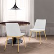 Armen Living Messina Velvet/Metal Dining Room Chairs in White/Gold (Set of 2)