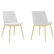 Armen Living Messina Velvet/Metal Dining Room Chairs in White/Gold (Set of 2)