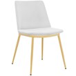 Armen Living Messina Velvet/Metal Dining Room Chairs in White/Gold (Set of 2)