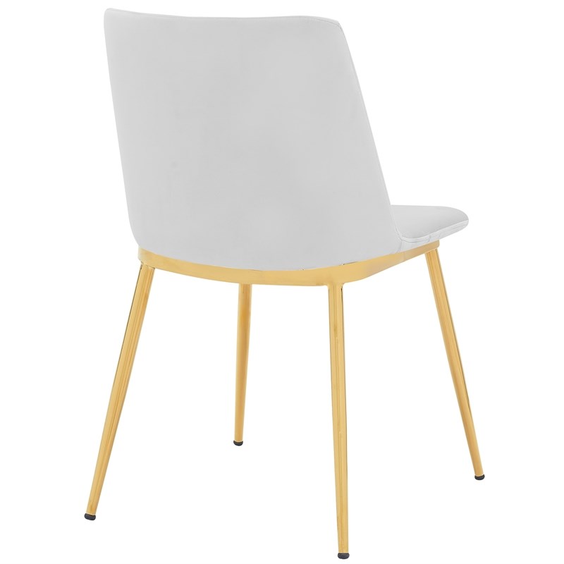 Armen Living Messina Velvet/Metal Dining Room Chairs in White/Gold (Set of 2)