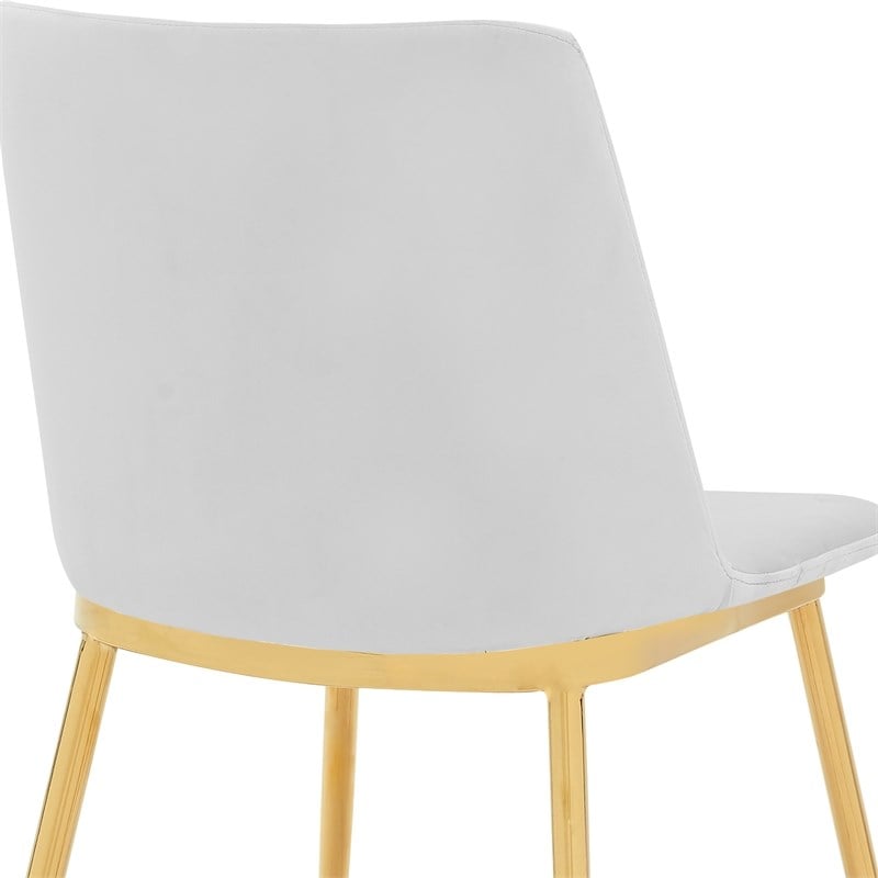 Armen Living Messina Velvet/Metal Dining Room Chairs in White/Gold (Set of 2)