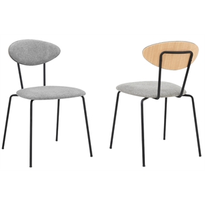 Armen Living Neo Modern Velvet/Metal Dining Room Chairs in Gray/Gold (Set of 2)